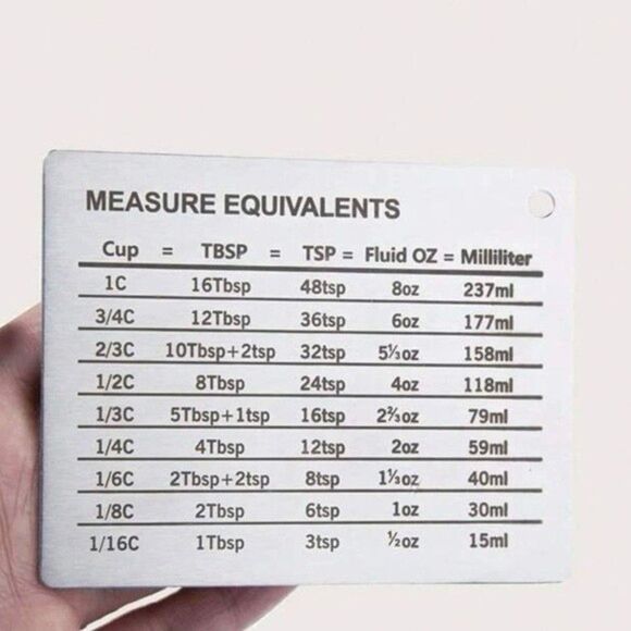 Stainless Steel Measure Equivalents Magnet, new in a package - Picture 2 of 7